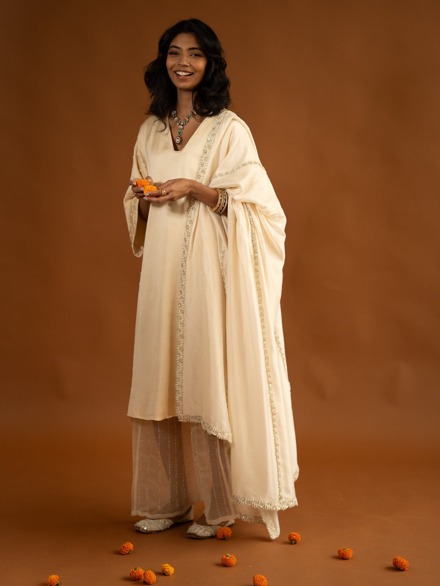 "Grace" - Ivory bead embroidered kurta set