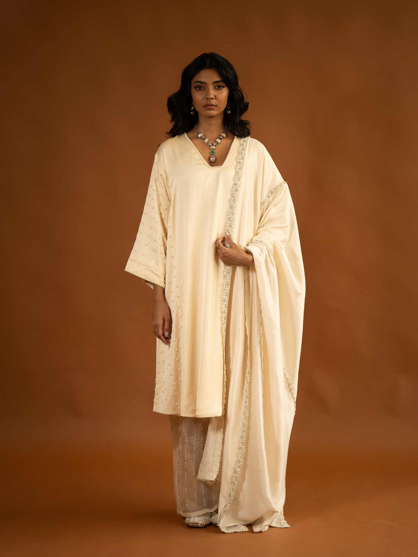 "Grace" - Ivory bead embroidered kurta set