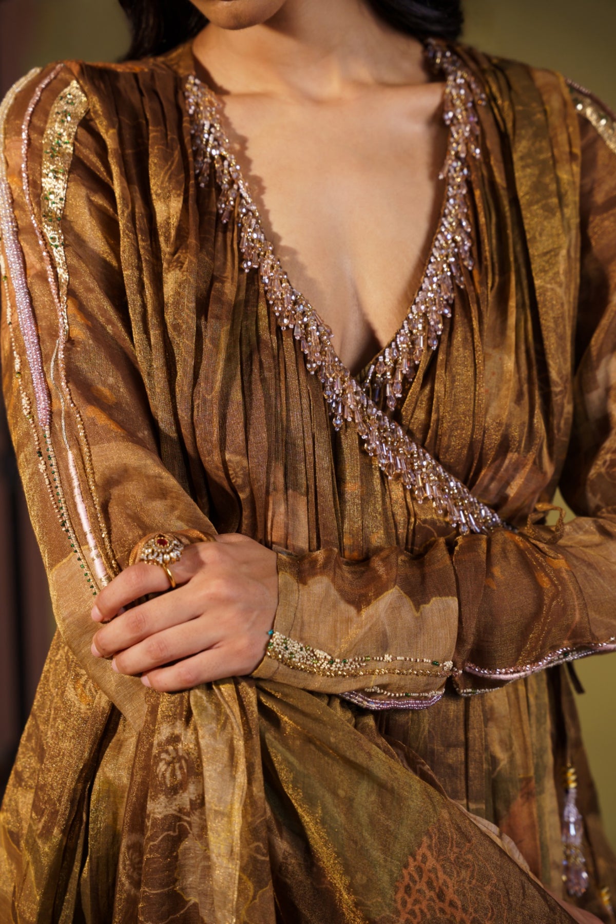 Burnished Dawn Set – embroidered neckline detail