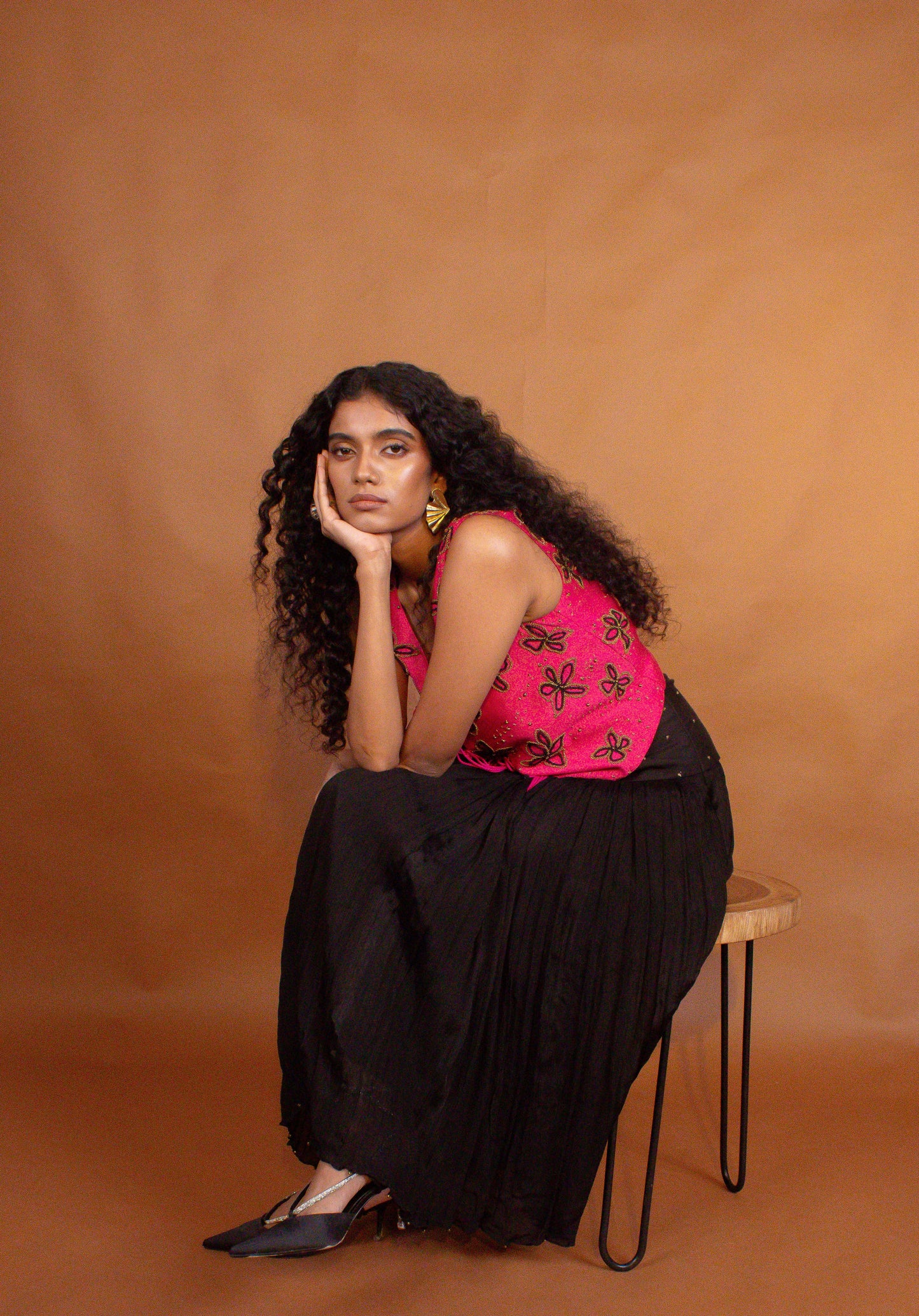 "Bloom" - Hand embroidered vest top and skirt set.