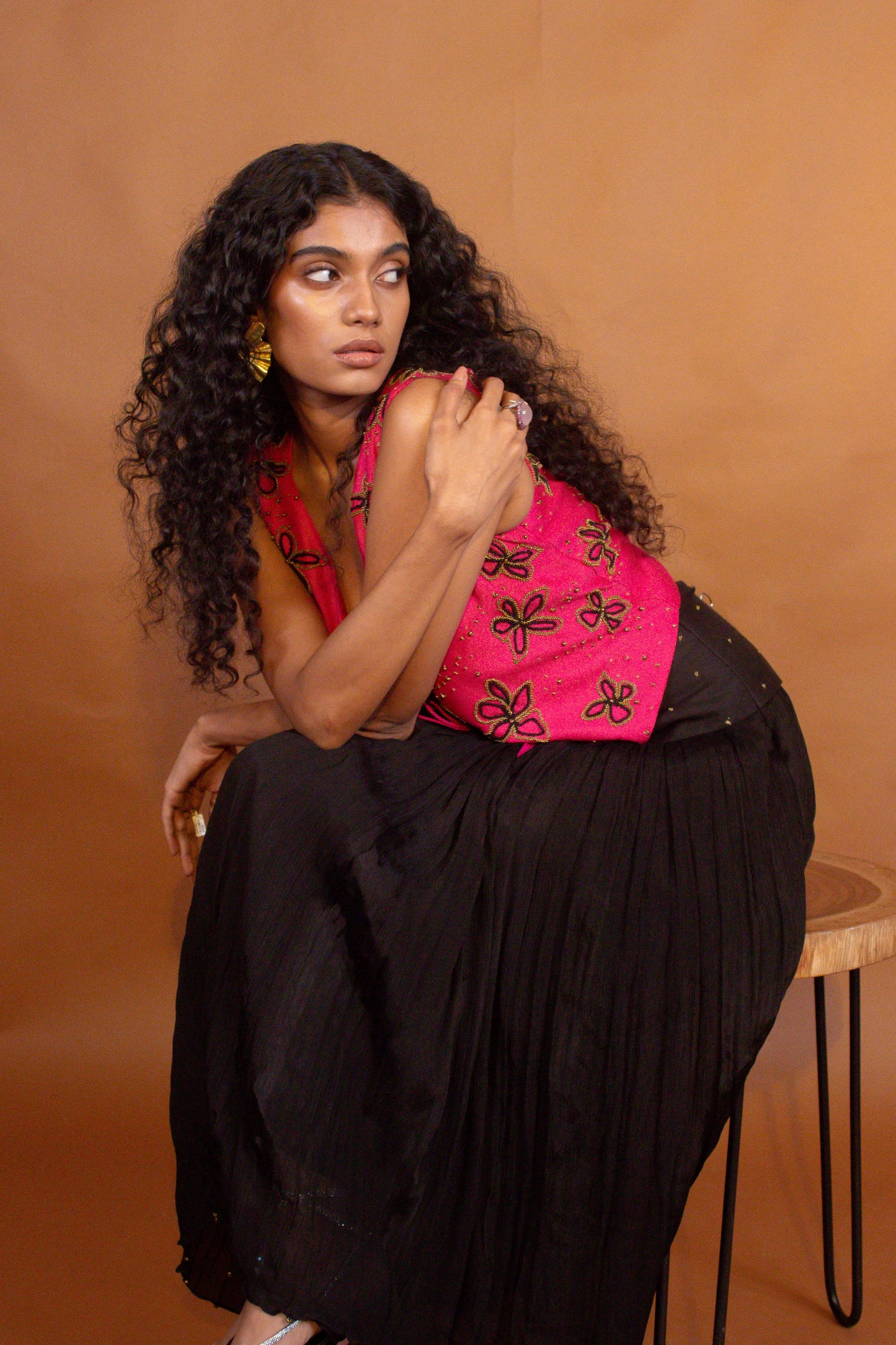 "Bloom" - Hand embroidered vest top and skirt set.