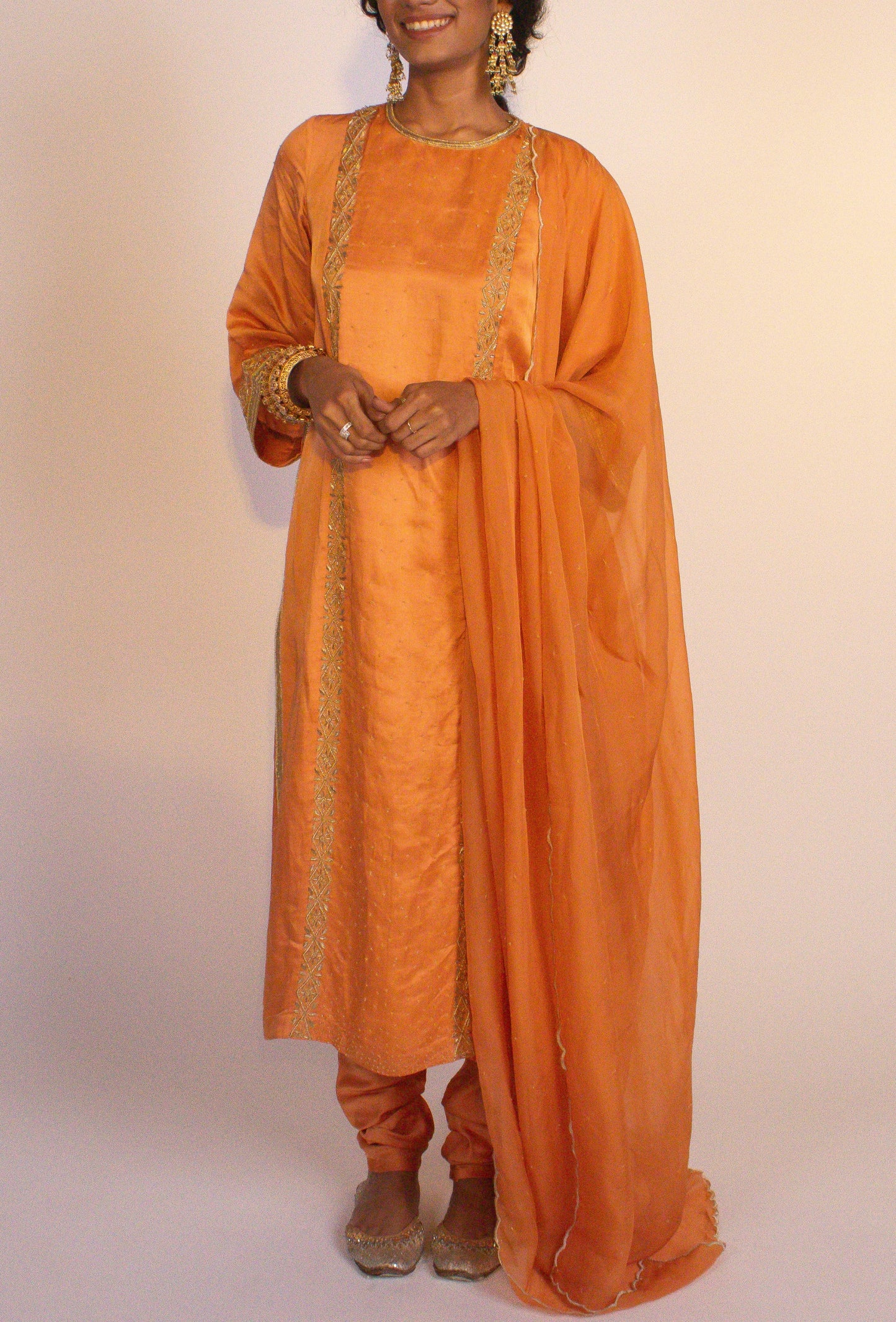 "Reet" - Hand embroidered straight kurta and chudidaar pant set