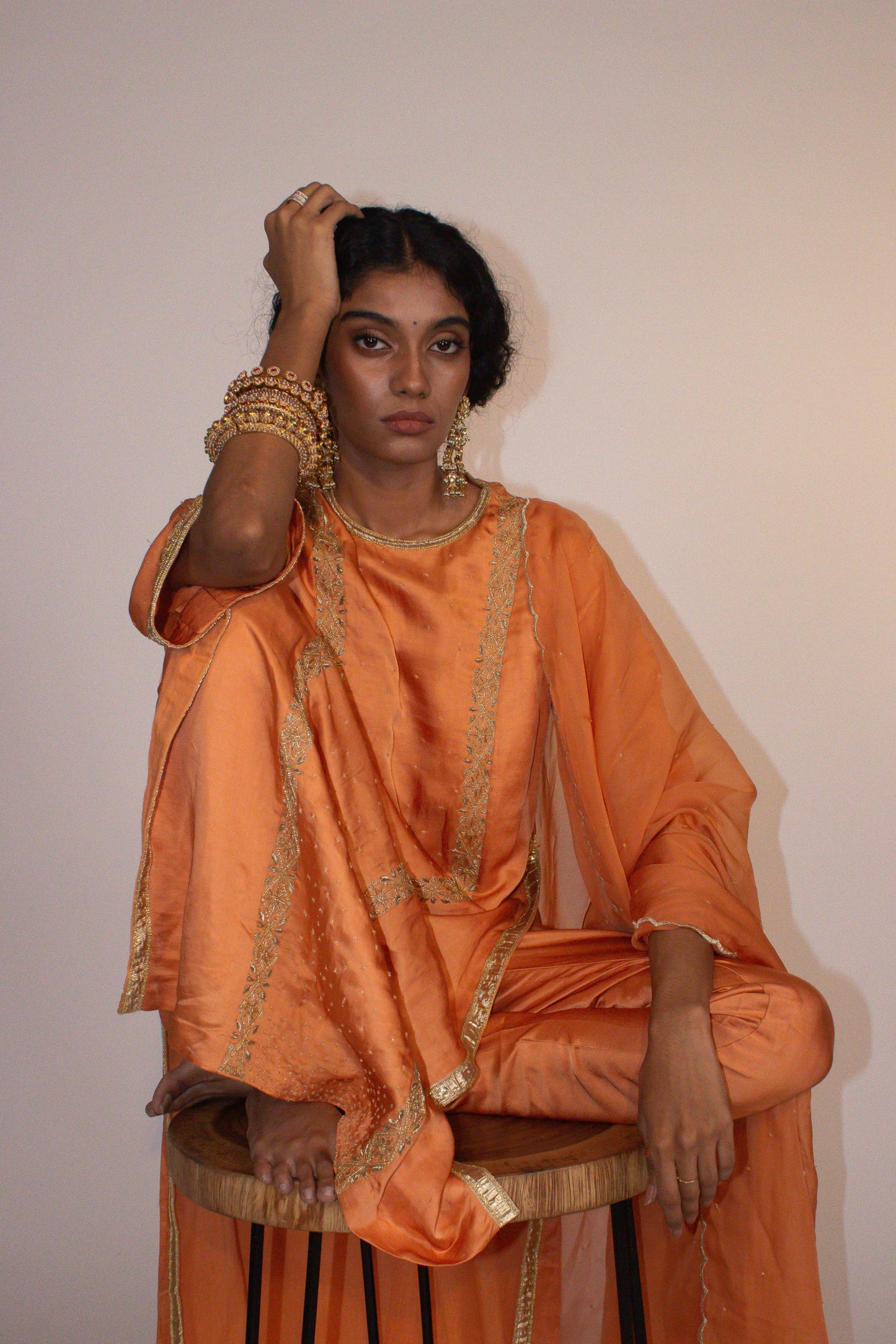 "Reet" - Hand embroidered straight kurta and chudidaar pant set