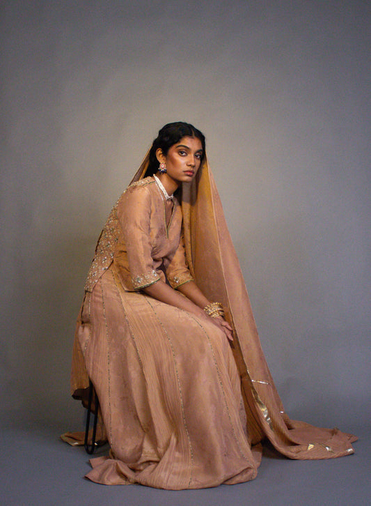 "Seraph" - Hand embroidered blouse, kali lehenga and dupatta set.