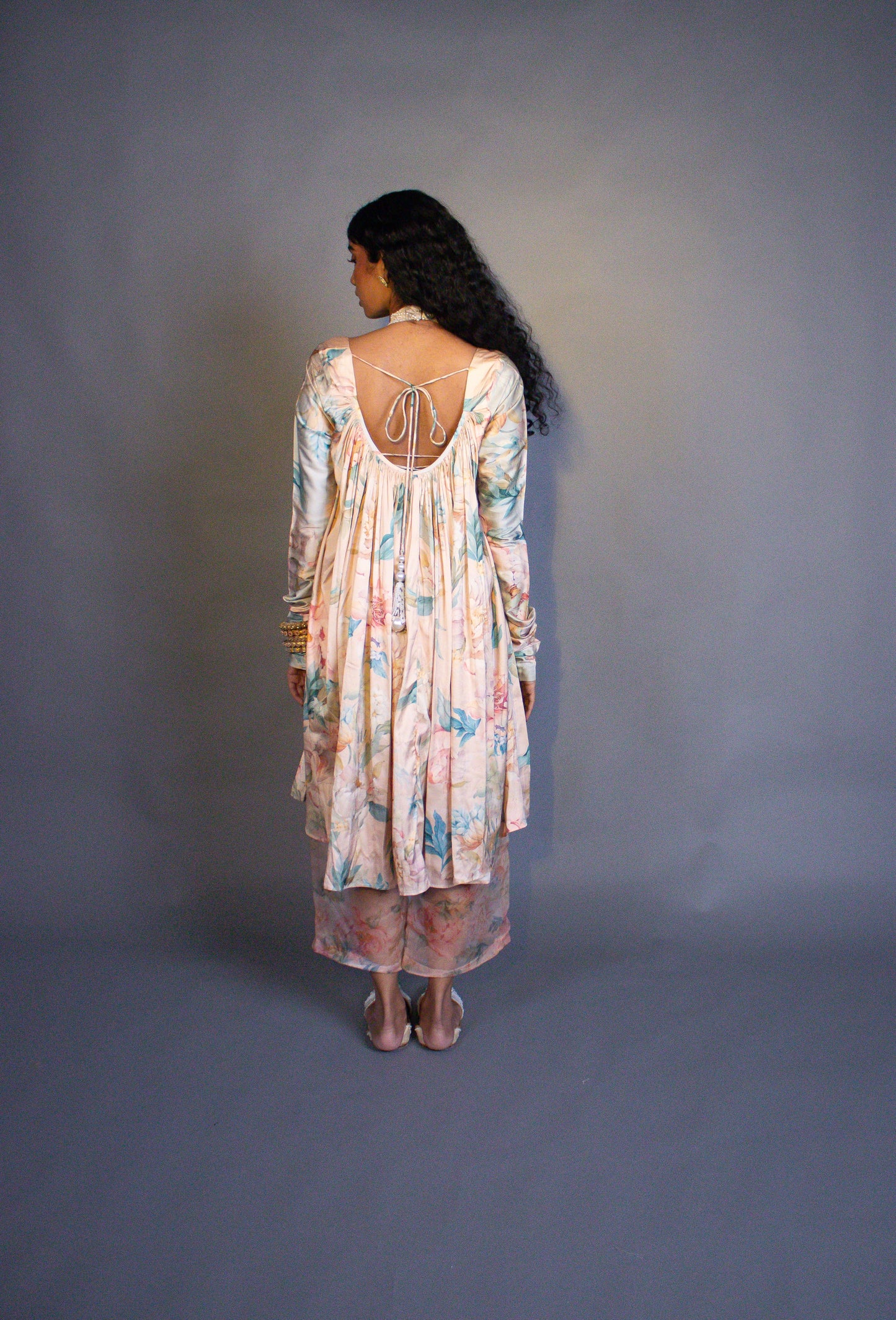 "Eden" - Halter blouse, gathered dress and pant  set.